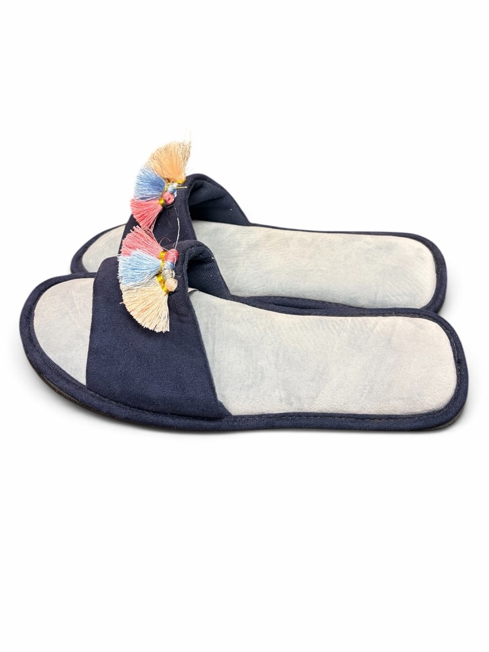 Navy Tassel Slide Sandals - Women's Casual Slides